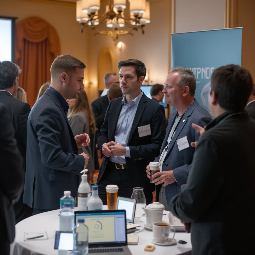 Networking en evento financiero